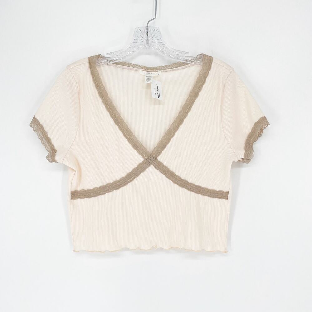 Tilly's Full Tilt Rib V-Neck Crop Top Size XL